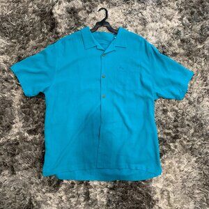 Tommy Bahama Island Zone Mens XXL Green SILK Polyester Golf Polo Shirt